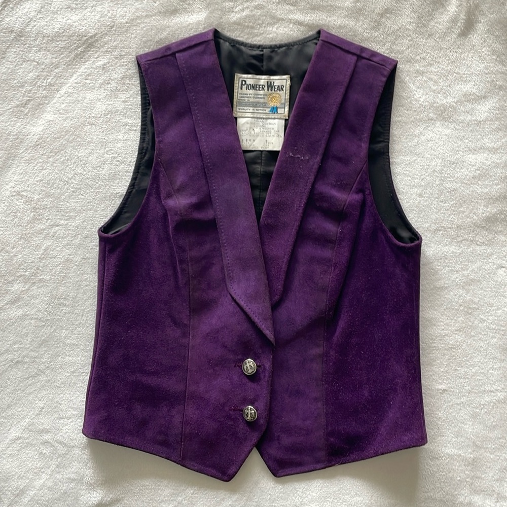 Vintage purple Pioneer Wear leather western vest